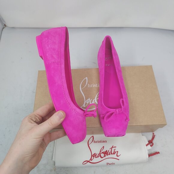 Christian Louboutin Pink Mamadrague Square Toe Ballet Flat Shoe - Picture 4 of 11